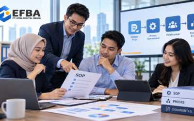 EFBA Team Discussing SOP Workflow - PT. Efba Digital Mulia Kapan Bisnis Perlu SOP? Kenali 7 Tandanya Sebelum Terlambat