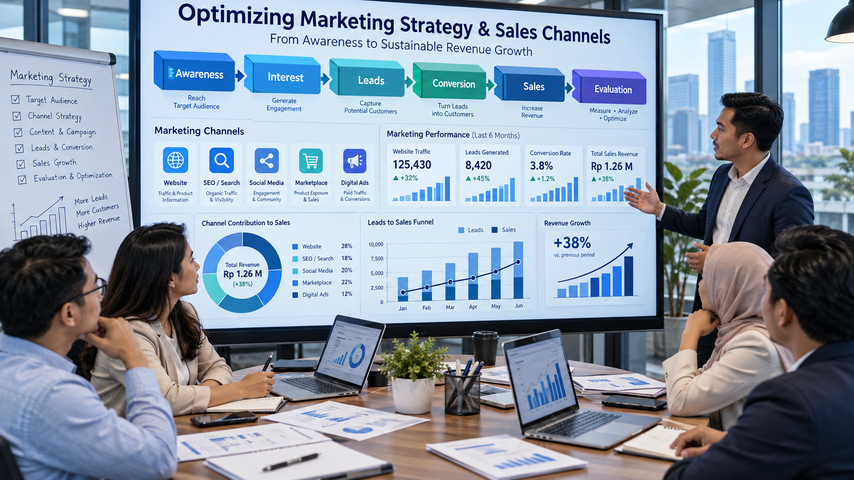 strategi pengembangan bisnis Marketing Strategy Meeting Dashboard