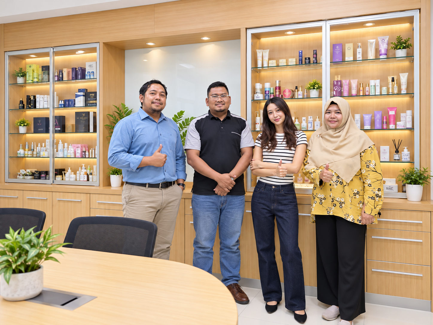 memulai bisnis skincare Skincare Showroom Team Portrait